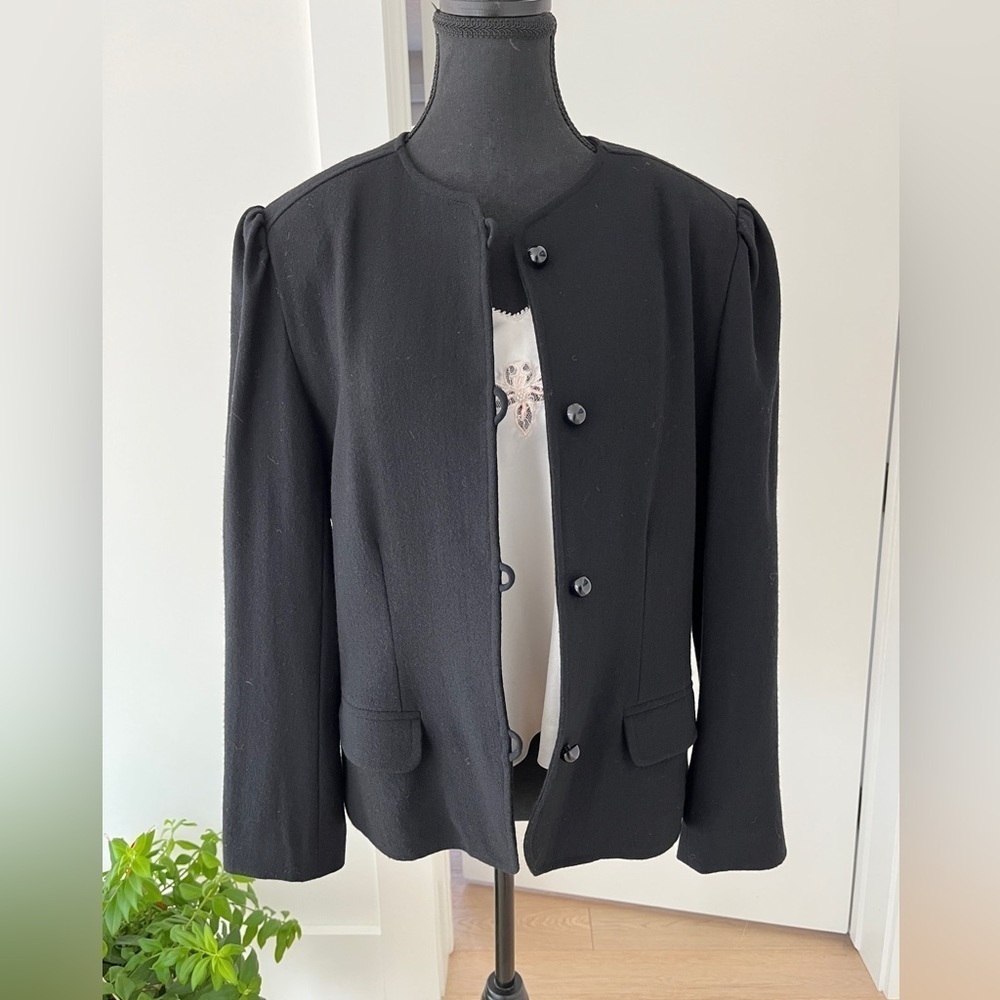 ROUIE Vintage Black Lined Wool Blazer Made Hong Kong Business Occasion 80's 90's